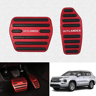 Imagem de Kakash Acessórios interiores personalizados para Mitsubishi Outlander 2022 2023 PHEV 2023 2024 liga de alumínio capas de pedal de acelerador a gás, antiderrapante sem perfuração pastilhas de pedal de