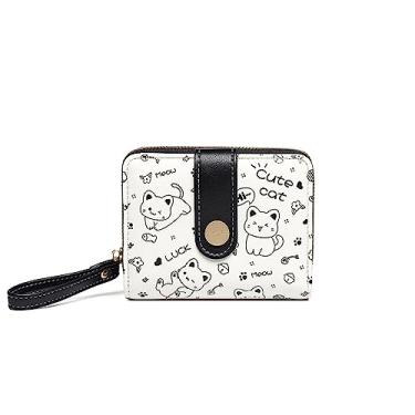 Imagem de Carteira pequena de gato fofo, carteira de couro PU, porta-cartões, porta-moedas, para mulheres, meninas e mulheres, Preto, one size, Carteira com porta-cartões e moedas de papel-moeda