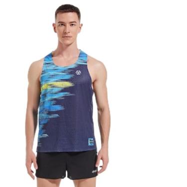 Imagem de Sanken Camiseta regata de corrida leve maratona camiseta sem mangas dry fit para treino, Azul escuro, GG