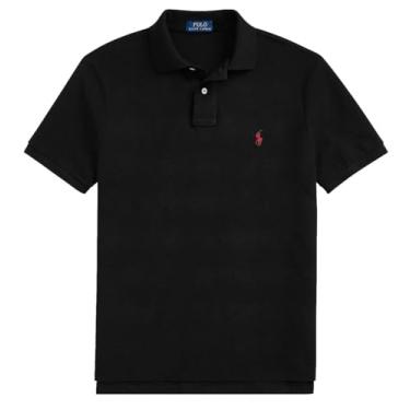 Imagem de POLO RALPH LAUREN Camisa polo masculina de malha de ajuste personalizado, Ralph Lauren, preto, G