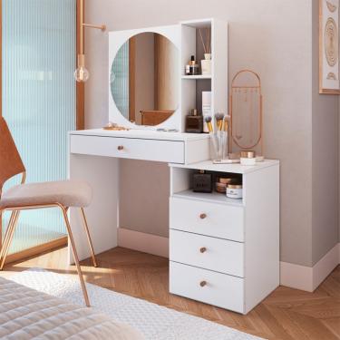 Imagem de Penteadeira com Espelho Fiorela 4 Gavetas Branca