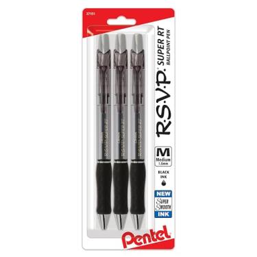 Imagem de Pentel Caneta esferográfica RSVP Super RT, (1,0 mm), linha média, tinta preta, pacote com 3 - BX480BP3A