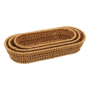 Imagem de Jogo 3 Cestas Plástico Natural Decorativa Organizadora