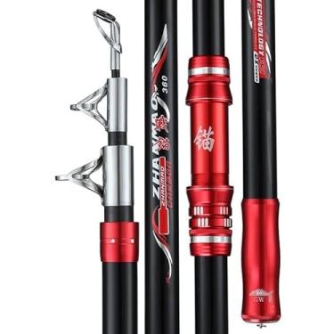Imagem de Vara de pesca de carbono de 2,1-4,5 m 50 kg acima Superhard Vara de arremesso de longa distância Telescópica Equipamento de pesca para barco marítimo (esbranquiçado: somente haste, somente h