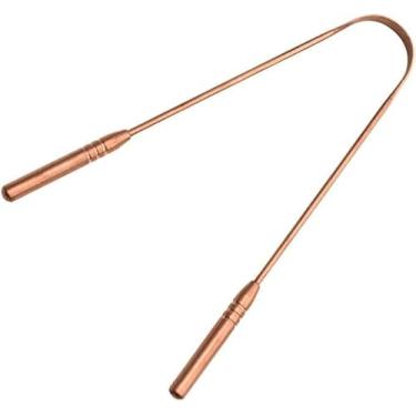 Imagem de Raspador Limpador De Língua 100% Cobre Puro Higienizador Higiene Bucal Lavável Remove Bactérias E Mal Odores