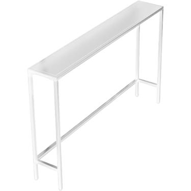 Imagem de Mesa de console de corredor Mesa de console estreita Mesa de console estreita, Mesa lateral de sofá de ferro Mesa lateral de parede preta Mesa de corredor para sala de estar, entrada do quar