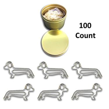 Imagem de Clipes de papel Butler in the Home Dog Dachshund ótimo para colecionadores de clipe de papel ou amantes de cães e animais de estimação, Gold - 100 Count Gold Tin Gold Box