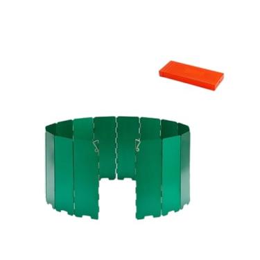 Imagem de Almencla Protetor contra vento para fogão de acampamento, proteção contra vento dobrável e leve para fogão, proteção contra vento para cozinhar, Verde