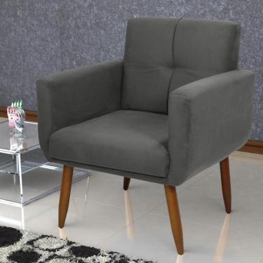 Imagem de Poltrona Decorativa Para Sala Lilian Suede Cinza