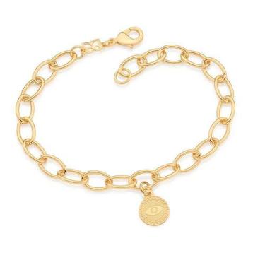 Imagem de Pulseira banhado ouro 3x 24k 18k e 22k feminina grossa com pingentes b