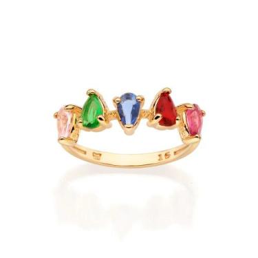 Imagem de Anel banhado ouro 3x 24k 18k e 22k feminino skinny fino com pedra cris