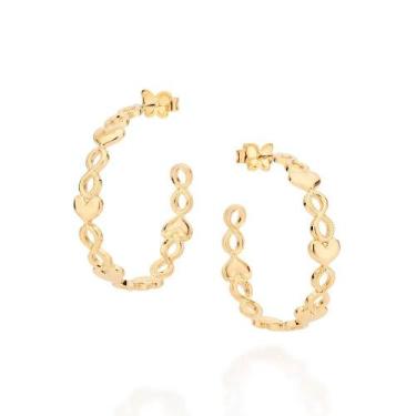 Imagem de Brincos banhado ouro 3x 24k 18k e 22k femininos argola coraçâo e infin