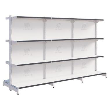 Imagem de Gôndola De Centro Para Mercado 1 Inicial E 2 Continuações 1,37m Bandej