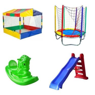Imagem de Kit Pula Pula Trampolim 1,40m Piscina de Bolinhas Quadrada 1,50m Escor