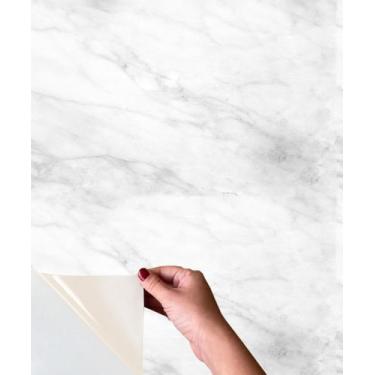Imagem de Adesivo Piso Autocolante Lavável Chão Marmore Branco Textura - DecoraP