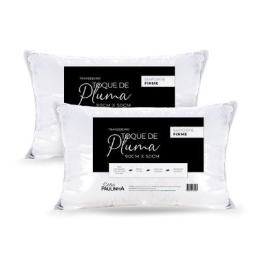 Imagem de Kit 02 Travesseiro King Percal 180 Fios 90x50 Firme Toque De Plumas Ex