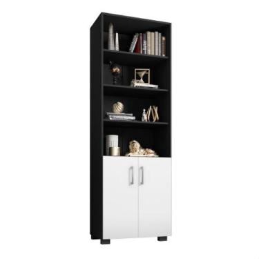 Imagem de Estante Para Livros Preto Livreiro Com 2 Portas Pequenas - Móveis Leão