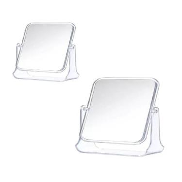 Imagem de 2 Espelhos de Mesa Quadrado Dupla Face Moldura Transparente - Fx