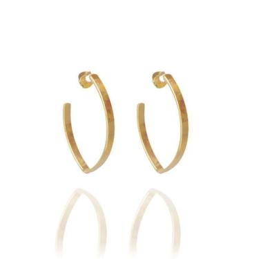 Imagem de Brinco Argola Oval Banhado Em Ouro 18k - Floratta Joias