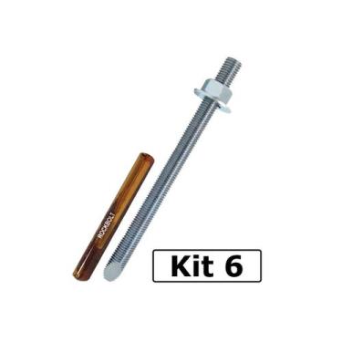 Imagem de 06 Parafuso Haste C/ Chumbador Quimico R Bolt Em Ampola 3/4 - Rock Bol
