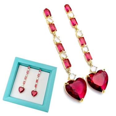 Imagem de Brinco Feminino Coração Festa Casamento Noivado Semi joia - Santo Esti