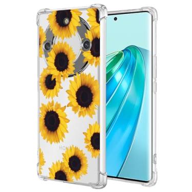 Imagem de Yerebel Capa para Honor X9A, Honor X40/Honor Magic5 Lite RMO-NX1 capa fofa, capa de telefone de borracha macia TPU transparente flexível para Honor X9A 5G girassol