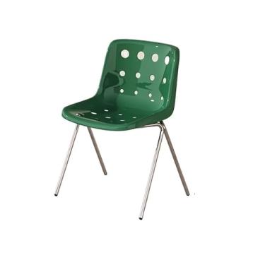 Imagem de Cadeira de jantar ergonômica empilhável com pernas de aço - assento largo e suporte lombar, para casa ou escritório (verde grande)
