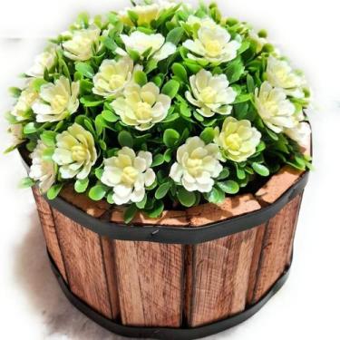 Imagem de Cachepot de Madeira redondo Rústico com Bucho Flor Cores Sortidas - Lé