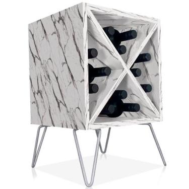 Imagem de Suporte Adega De Vinho Santiago Madeira MDF 12 Garrafas - Prata Vulcan