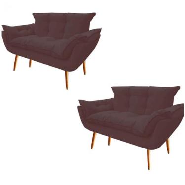 Imagem de Kit 02 Namoradeira  Decorativa  Opala Pés Palito em Madeira 2 Lugares 