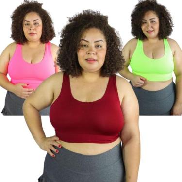 Imagem de Kit com 3 Top Plus Size Fitness Academia Treino Dia-a-dia - swg, Color
