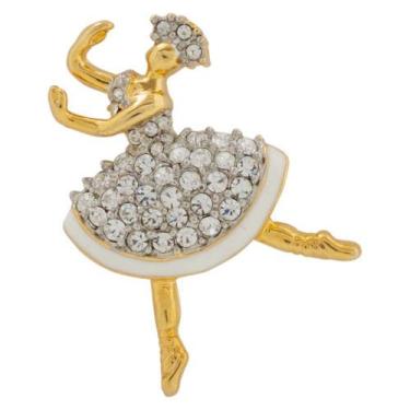 Imagem de Broche Strass Bailarina BRG7458 - Akasaki, Dourado, Cristal