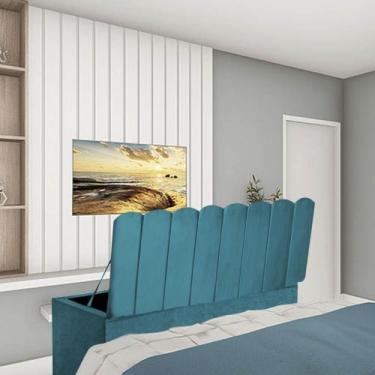 Imagem de Calçadeira Baú Recamiel Casal 140CM Alanis Suede Azul Turquesa - D A D