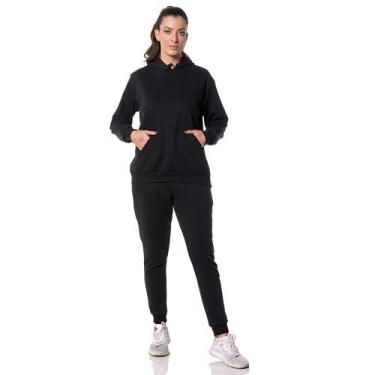 Imagem de Moletom Canguru Feminino Preto com Capuz - CHIELLA, G, Preto, Feminino