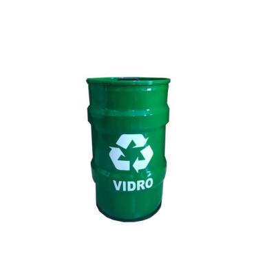 Imagem de Lixeira metalica tambor  reciclagem vidro tonel 50lt - EMPORIO CANTO D