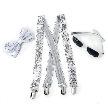 Imagem de Kit de Adereços Óculos + Gravata + Suspensório Festa Carnaval 01 Unida