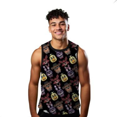 Imagem de Camiseta Algodão Regata Verão Estilo Moda Praia Fnaf Game Jogo Terror 