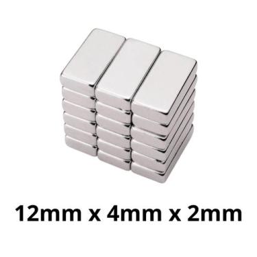 Imagem de Kit 50 Peças Imã Neodímio Bloco Magnético N35  12 x 4 x 2 mm Super For