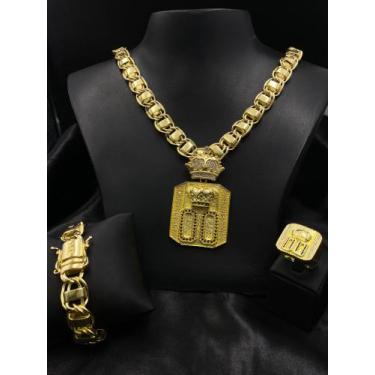 Imagem de Corrente Dubai 15mm Moeda antiga + Pingente 00 Do MC poze + Pulseira +