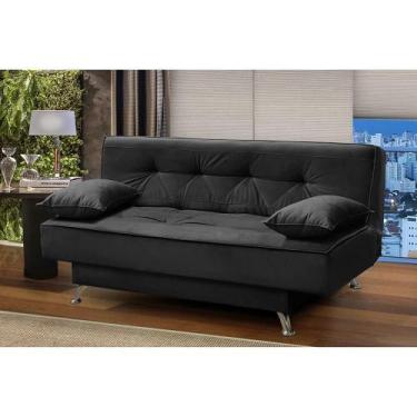 Imagem de sofá cama 1,80m Pietra Suede Preto Kaleo Decor