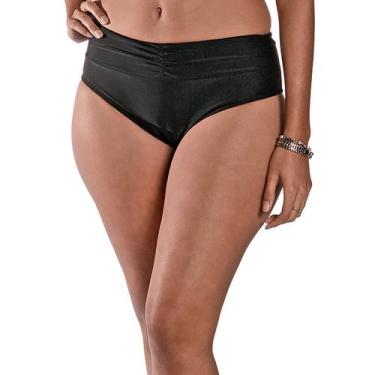 Imagem de Calcinha de Biquíni Cintura Alta com Franzido no Cós Preto - Stw Moda,
