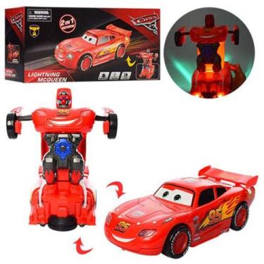 Imagem de Carrinho Super Robots relámpago mcqueen Carro Vira Robô Emite Luz Som 