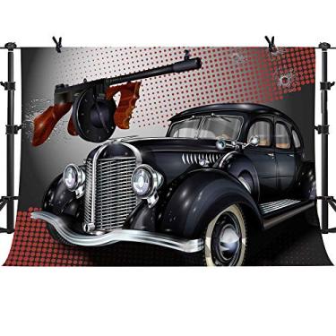 Imagem de Fundo de metralhadora de carro vintage preto MTMETY 3 x 2 m New York Gangster Tema Festa Fundo Photo Booth Studio Props LSME546