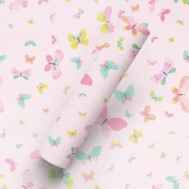 Imagem de Papel de Parede Adesivo Tema Borboletas Tons Rosa - BAZAR DOS QUADROS,