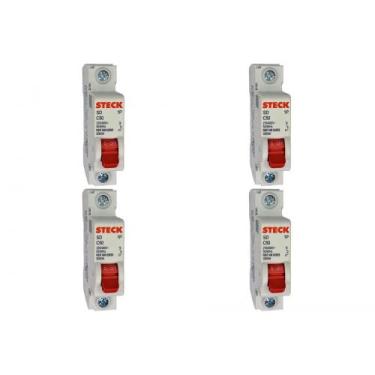 Imagem de Kit C/4 - Disjuntor Steck Din Unipolar 50A Sd61 C Sdd61C50