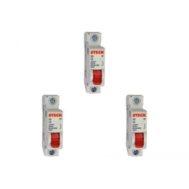 Imagem de Kit C/3 - Disjuntor Steck Din Unipolar 06A   Sdd61C06