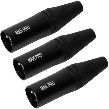 Imagem de Kit C/ 3 Conectores Xlr Macho Preto Mak Pro Mk-Xlr-Mec