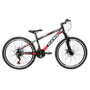 Imagem de Bicicleta Freeride Aro 26 Flay KOG 18v Freio a Disco Suspensão Dianteira Preto Vermelho