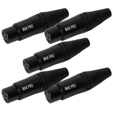 Imagem de Kit C/ 5 Conectores Xlr Fêmea Preto Mak Pro Mk-Xlr-Fec