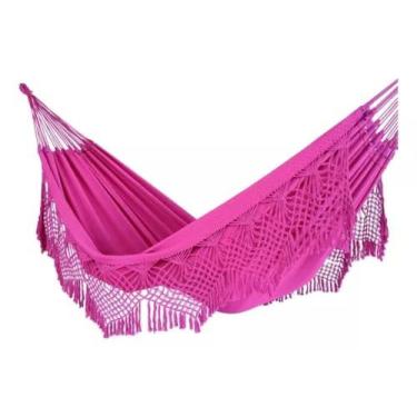 Imagem de rede de descanso e dormir rosa pink casal reforçada - redespotiguar